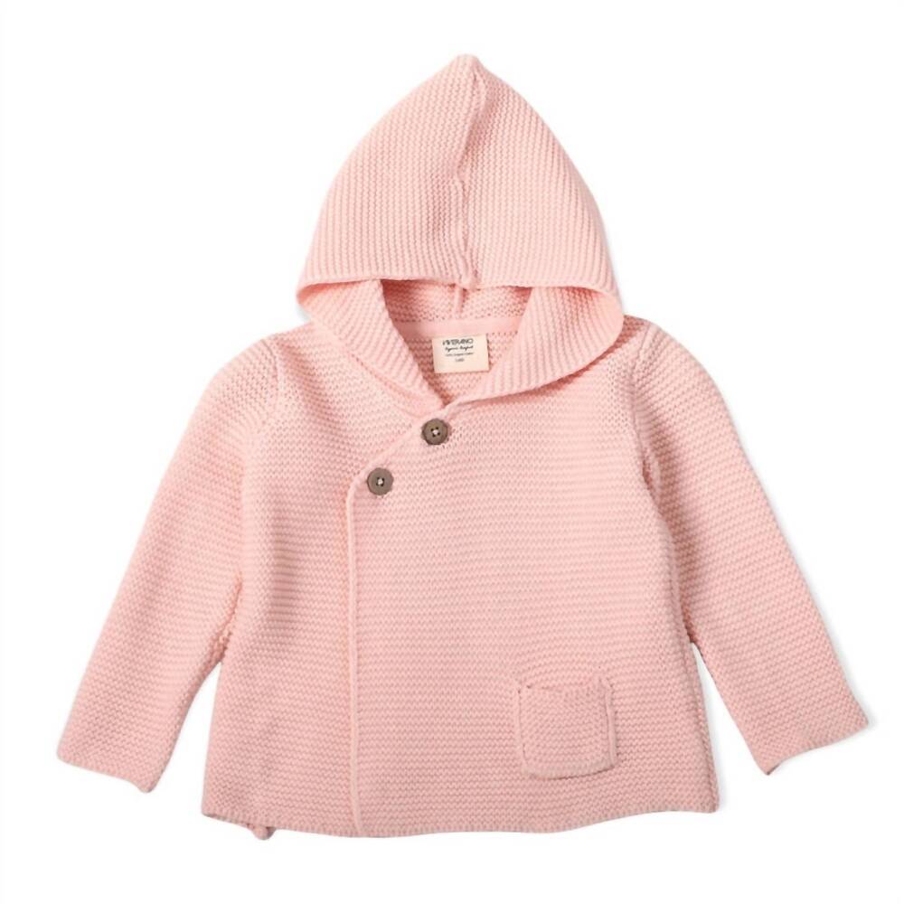 NEW VIVERANO ORGANICS kid's milan pastel hooded sweater knit jacket in blush